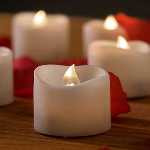0784672397209 - MARS BATTERY OPERATED CANDLES - 12 WHITE BRIGHT FLICKERING FLAMELESS TEA LIGHTS WITH BULK FAUX ROSE PETALS - FOR WEDDING, VOTIVE HOLDER, STOCKING STUFFERS - 1.4X1.4