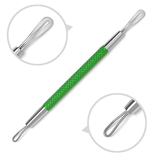 0784672565721 - PREMIUM PIMPLE EXTRACTOR - BLACKHEAD ACNE REMOVER TOOL- BLEMISH REMOVAL - CHOICE OF DESIGNER COLORS - KELLY GREEN