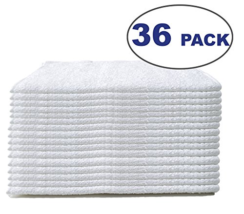 0784672594899 - ROYAL AUTO SHOP & CAR WASH TOWELS - 36 PACK - 100% PURE WHITE COTTON - 14 X 17 COMMERCIAL GRADE AND ABSORBENT - CAN BE USED FOR DRYING, HOME CLEANING, OR BATHROOM WASH CLOTHS