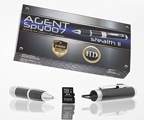 0784672640336 - AGENT SPY 007 STEALTH SPY PEN SERIES 2 HD HIDDEN VIDEO CAMERA-BEST PREMIUM DIGITAL QUALITY WITH TRUE HD-FREE 8GB SD CARD INCLUDED-REAL 1280X720P-EASY USE-GREAT FOR SECRET COVERT CAPTURE OR WEB CAM -WORKS WITH PC MAC