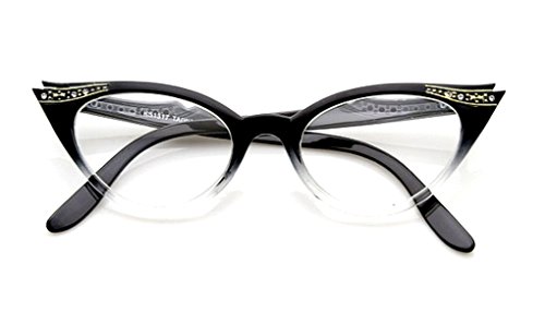 0784672771474 - CATEYE WOMENS EYEGLASSES OR SUNGLASSES VINTAGE INSPIRED FASHION (BLACK FADE FRAME CLEAR)