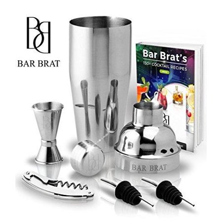 0784672909143 - PREMIUM SST COCKTAIL SHAKER & 24 OZ. MIXER SET BY BAR BRAT / BONUS 110 COCKTAIL RECIPES (EBOOK) & JIGGER FOR ACCURATE POURS / MIX ANY ALCOHOL MARTINI DRINK TO PERFECTION / BUILT-IN STRAINER KIT