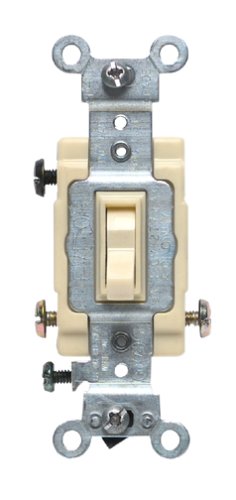 0078477326206 - LEVITON 54503-2I 15 AMP, 120/277 VOLT, TOGGLE FRAMED 3-WAY AC QUIET SWITCH, COMMERCIAL GRADE, GROUNDING, IVORY