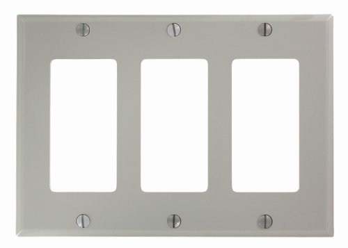 0078477488652 - LEVITON 80411-NGY 3-GANG DECORA/GFCI DEVICE WALLPLATE, STANDARD SIZE, THERMOSET, DEVICE MOUNT, GRAY