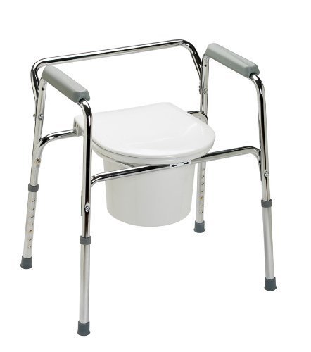 0784922011671 - 3-IN-1 STEEL COMMODE, COMMODE,EZ-CARE,STEEL,CHROME - 1 EA, 1 EA BY MEDLINE