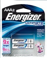 0784922192851 - EVEREADY ENERGIZER ULTIMATE AAA LITHIUM BATTERIES BY EVEREADY