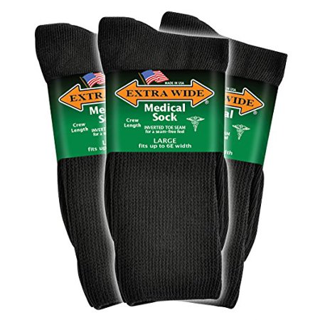 0784922710420 - EXTRA-WIDE MEDICAL (DIABETIC) SOCKS FOR MEN (11-16 (UP TO 6E WIDE), BLACK) (PACK OF 3)