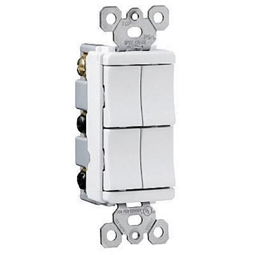 0785007009491 - LEGRAND TRADEMASTER 15A120V DECORATOR FOUR SINGLE POLE SWITCHES IN IVORY