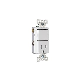 0785007241303 - LEGRAND TRADEMASTER 3.81'' DECORATOR ONE SINGLE POLE SWITCH AND ONE SINGLE OUTLET IN LIGHT ALMOND