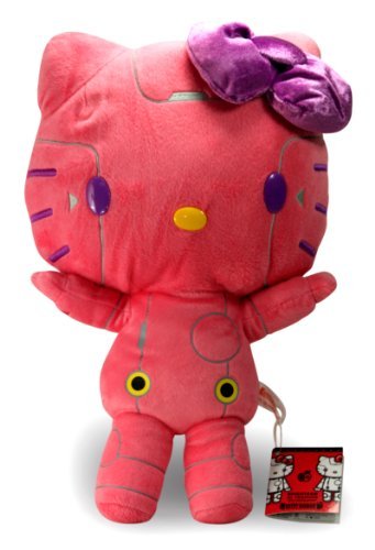 0785239792444 - HELLO KITTY X KID ROBOT PLUSH DOLL ~ 13 PINK ROBOT WITH PURPLE BOW BY FURYU