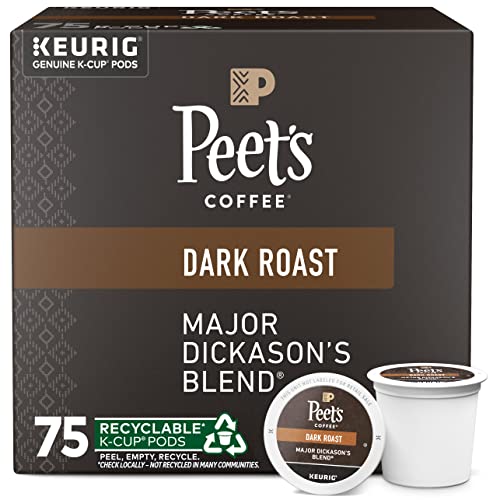 0785357017009 - PEET’S COFFEE MAJOR DICKASON’S BLEND, DARK ROAST, 75 COUNT SINGLE SERVE K-CUP COFFEE PODS FOR KEURIG COFFEE MAKER, BLACK