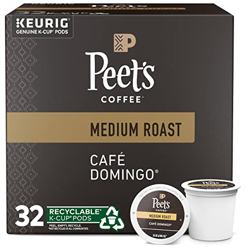0785357025790 - PEETS COFFEE K-CUP PODS, CAFÉ DOMINGO MEDIUM ROAST (32 COUNT) SINGLE SERVE PODS COMPATIBLE WITH KEURIG BREWERS