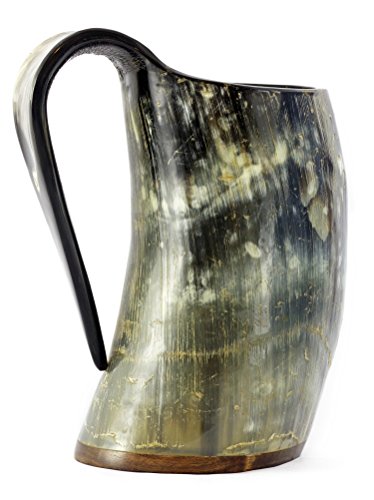 0785459950174 - VIKING DRINKING HORN MUG - 20 OZ HANDCRAFTED OX CUP GOBLET - DRINK MEAD & BEER LIKE GAME OF THRONES HEROES WITH THIS LARGE ALE STEIN - GREAT CRAFTSMANSHIP AND GIFT BOX - A PERFECT PRESENT FOR REAL MEN