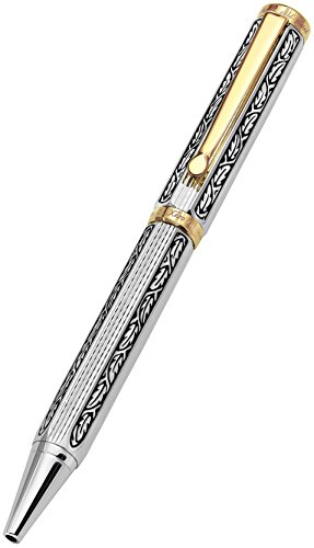 0785525548076 - XEZO LEGIONNAIRE 18-KARAT GOLD, PLATINUM PLATED TWIST-ACTION BALLPOINT PEN, FINELY HAND-ETCHED, INDIVIDUALLY NUMBERED, LIMITED EDITION (LEGIONNAIRE 500 B)