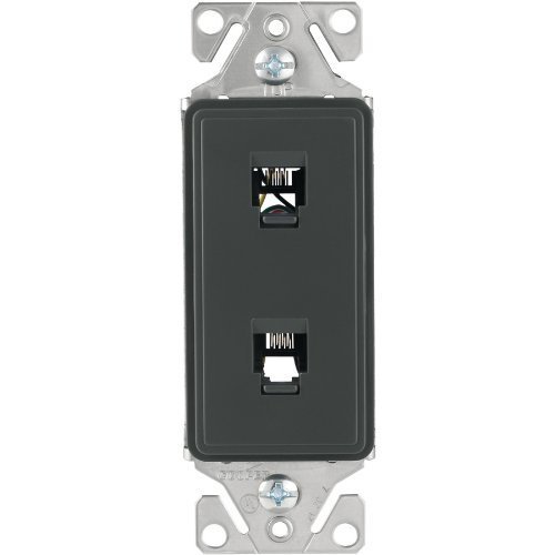 0785577094606 - COOPER 9546-4SG WIRING DEVICES ASPIRE FLUSH MOUNT DOUBLE TELEPHONE JACK - SILVER GRANITE BY COOPER