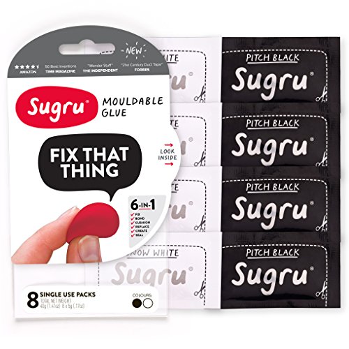 0785577438165 - SUGRU MOLDABLE SILICONE RUBBER EIGHT 5G PACKS 4 BLACK/4 WHITE BY ADAFRUIT INDUSTRIES