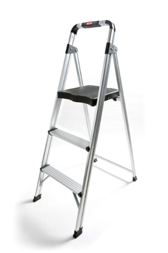 0785577523397 - RUBBERMAID RM-AUL3G 3-STEP ULTRA-LIGHT ALUMINUM STOOL WITH PLASTIC TOP STEP, 225 LB CAPACITY, SILVER FINISH
