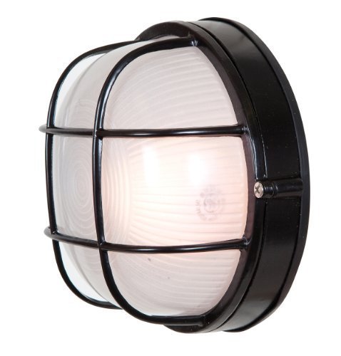 0785577668234 - ACCESS LIGHTING 20294-BL/FST NAUTICUS ONE LIGHT ROUND 7-INCH DIAMETER WET LOCATION BULKHEAD, BLACK FINISH WITH FROSTED GLASS SHADE BY ACCESS LIGHTING