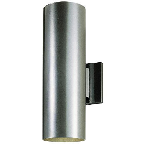 0785577833557 - 6797500 TWO-LIGHT OUTDOOR WALL FIXTURE, POLISHED GRAPHITE FINISH ON STEEL CYLINDER