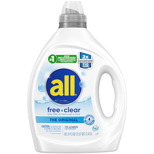 0785614583230 - ALL LIQUID LAUNDRY DETERGENT, FREE CLEAR FOR SENSITIVE SKIN, 2X CONCENTRATED, 110 LOADS