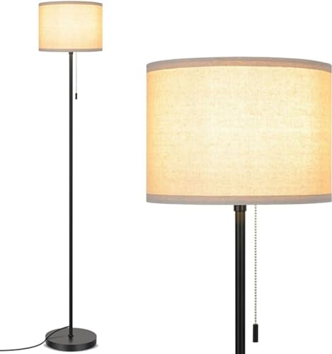 0785731195262 - KUSPORT FLOOR LAMP FOR LIVING ROOM | LED MODERN SIMPLE STANDING LAMPS | MINIMALIST TALL LAMPS FOR BEDROOM, LIVING ROOM, OFFICE, KID ROOM | READING LIGHT, BLACK POLE LAMP WITH LAMPSHADE