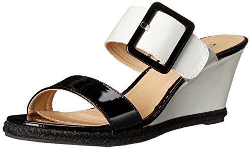 0785807338593 - CL BY CHINESE LAUNDRY WOMEN'S TAYLER PATENT WEDGE SANDAL, BLACK/WHITE, 9 M US