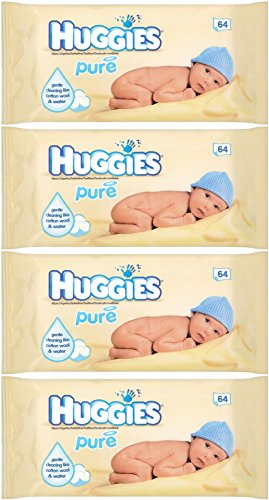 0785923610252 - HUGGIES BABY PURE WIPES REFILL 64 COUNT (PACK OF 4) 256 WIPES TOTAL