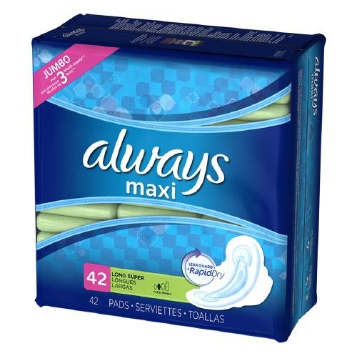 0785927114367 - ALWAYS MAXI PADS WITH FLEXI-WINGS, LONG SUPER 42 EA BY AB