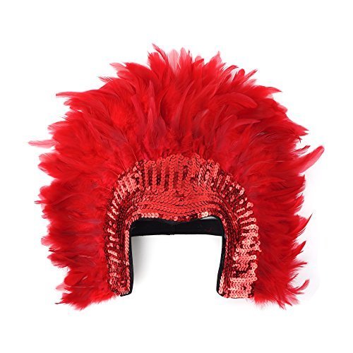 0785927338169 - ZUCKER FEATHER PRODUCTS RED COQUE FEATHER HEADDRESS WITH SEQUINS BY ZUCAL (BEAUTY)