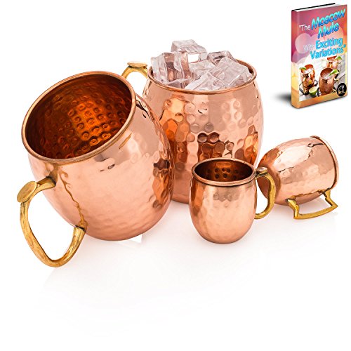 0785983780179 - WHITE SALMON MOSCOW MULE PURE COPPER MUGS HAMMERED BEER STEIN BONUS SHOT GLASSES MINI MUG AND DRINK RECIPES EBOOK 16 ONCE