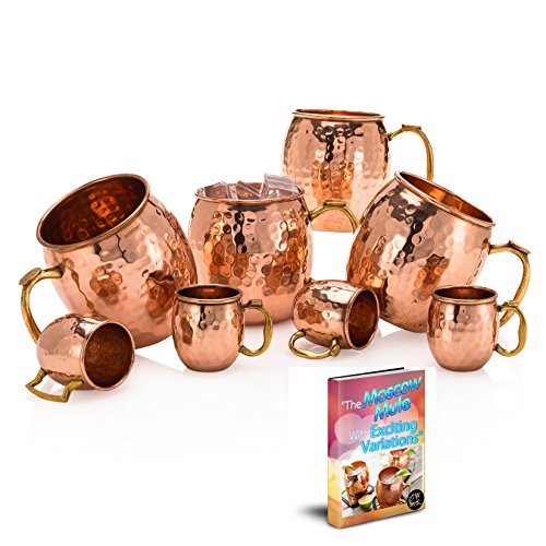 0785983780186 - WHITE SALMON MOSCOW MULE PURE COPPER MUGS HAMMERED BEER STEIN BONUS SHOT GLASSES MINI MUG AND DRINK RECIPES EBOOK 16 ONCE