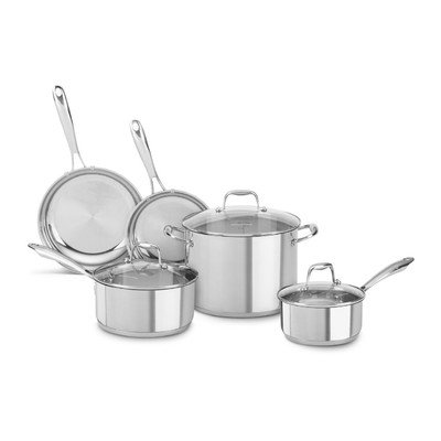 0786173749105 - KITCHENAID KCSS08LS STAINLESS STEEL 8-PIECE COOKWARE SET - POLISHED STAINLESS ST