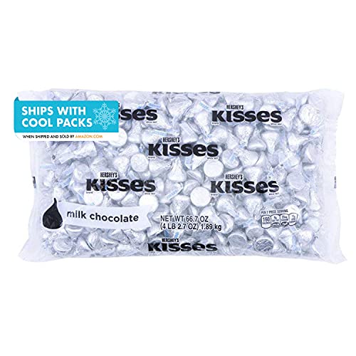 0786173992655 - HERSHEYS KISSES SILVER FOILS MILK CHOCOLATE CANDY, BULK, 66.7 OZ BULK BAG (400 PIECES)