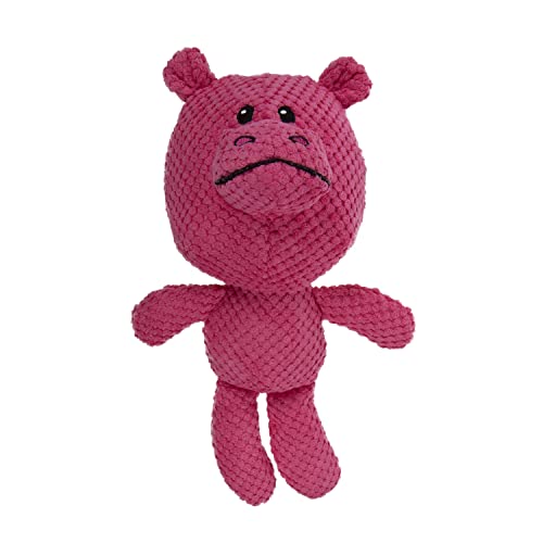 0786306735951 - GODOG CHECKERS HIPPO SQUEAKY PLUSH DOG TOY, CHEW GUARD TECHNOLOGY - PINK, LARGE
