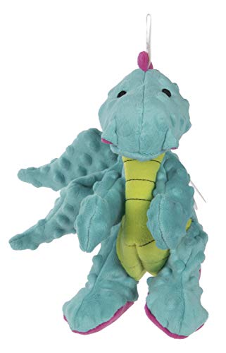 0786306777906 - GODOG DRAGONS SQUEAKY PLUSH DOG TOY, CHEW GUARD TECHNOLOGY - TURQUOISE, SMALL