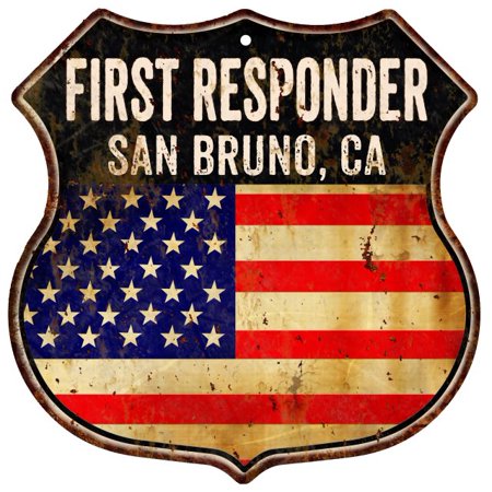 0786359326441 - SAN BRUNO, CA FIRST RESPONDER USA 12X12 METAL SIGN FIRE POLICE 211110022868