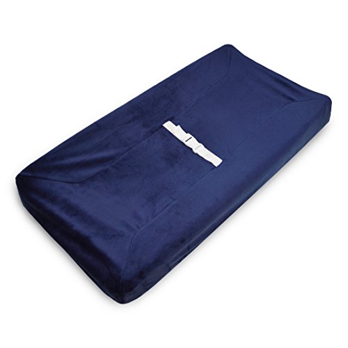 0786417195859 - AMERICAN BABY COMPANY HEAVENLY SOFT CHENILLE FITTED CONTOURED CHANGING PAD COVER, NAVY