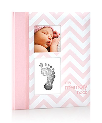 0786417220575 - PEARHEAD CHEVRON BABY BOOK WITH CLEAN-TOUCH INK PAD INCLUDED, PINK