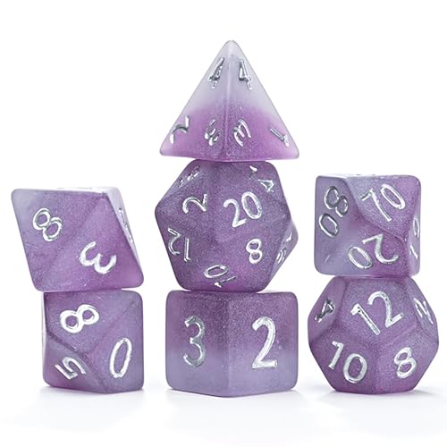 0786468918070 - GATE KEEPER GAMES AND DICE: SEA GLASS DICE: THE BLACK PEARL - 7PC RPG SET, VIOLET FROSTED MATTE & BLACK POWDER RESIN, DICE FOR ROLE PLAYING GAMES