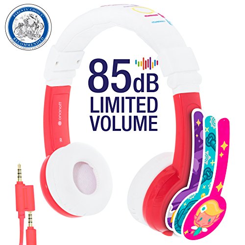 0786471748916 - EXPLORE FOLDABLE VOLUME LIMITING KIDS HEADPHONES - DURABLE, COMFORTABLE & CUSTOMIZABLE - BUILT IN HEADPHONE SPLITTER AND IN LINE MIC - FOR IPAD, KINDLE, COMPUTERS AND TABLETS - RED