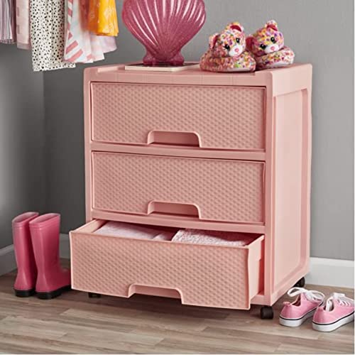 0078652029458 - STARPLAST ROLLING 3 DRAWER DIAMOND STORAGE CART, PEARL BLUSH - MOBILE STORAGE SOLUTION FOR OFFICE & HOME