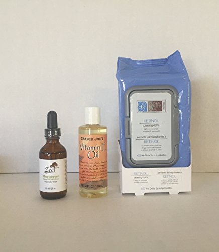 0786641531355 - HAIR AND FACE BEAUTY BUNDLE: ZEE III EXTRA VIRGIN 100% ORGANIC MOROCCAN ARGAN OIL,GLOBAL BEAUTY CARE RETINOL CLEANSING CLOTHS & TRADER JOE'S VIT E OIL. A LUXURIOUS ANY DAY GIFT BUNDLE(3 ITEMS)