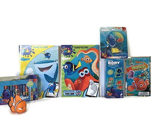 0786641536602 - FINDING DORY TODDLER CHILD FUN BUNDLE: COLORING BOOKS 2 SIZES , 12 JUMBO CRAYONS, MEMORY GAME CARDS , NIGHT LIGHT, GRAB AND GO ACTIVITY PLAY PACK , PLUS NEMO BATH SQUIRTY TOY ( 7 ITEMS)