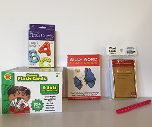 0786641536671 - FLASHCARDS & GAME BUNDLE: KNOCK KNOCK SILLY WORDS, ABC CARDS, SET OF 6 GAMES (CRAZY 8'S, EASY ADDITION WAR, GO FISH, MEMORY, OLD MAID, AND SEQUENCING GAME) + A SCORE PAD (100 SHEETS) & PEN (5 ITEMS)