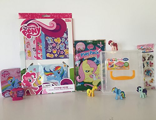 0786641537487 - MY LITTLE PONY - 6 STICKER SHEETS AND ALBUM, PLAY PACK ACTIVITY SET, 50 PC JIGSAW PUZZLE IN TIN, 1- SHEET OF 3D STICKERS, 1- MLP SURPRISE SQUISHY POPS, 4 MINI PONY'S & CARRYING CASE BOX ( 10 ITEMS)
