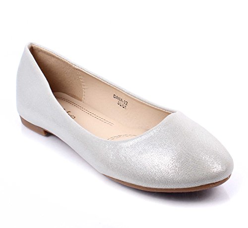 0786641581312 - FASHION SLIP ON ONLY SEXY MET SUEDE CUTE NARROW WEDDING WOMENS BALLET FLATS SHOES (9, SILVER)