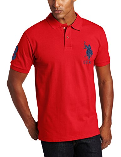0786664191376 - U.S. POLO ASSN. MEN'S SOLID SHORT SLEEVE PIQUE POLO, RED/NAVY, LARGE