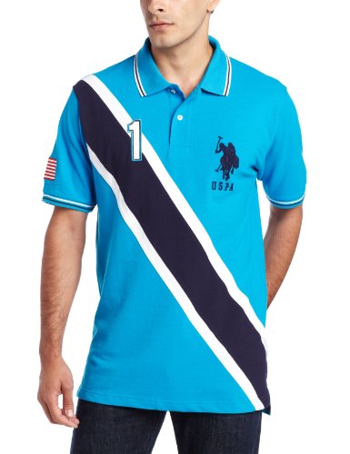 0786664818044 - U.S. POLO ASSN. MEN'S SOLID WITH CONTRAST COLOR PIECING, TEAL BLUE, LARGE