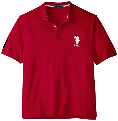 0786665061197 - U.S. POLO ASSN. MEN'S BIG-TALL SOLID PIQUE POLO, ENGINE RED/WHITE, 3X