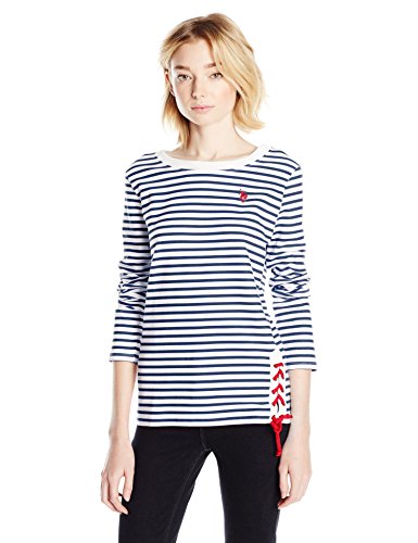 0786667342102 - U.S. POLO ASSN.. JUNIOR'S FRENCH TERRY STRIPED PULLOVER, BLUE DEPTHS, LARGE